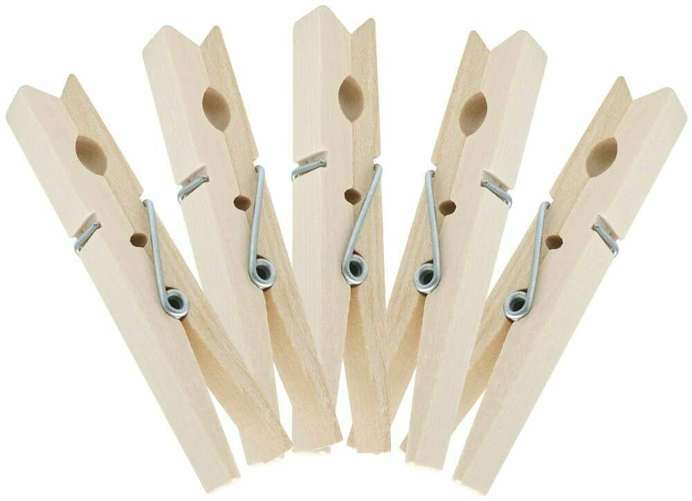 48x WOODEN CLOTHES PEGS CLIPS PINE WASHING LINE AIRER DRY LINE WOOD PEG  GARDENS