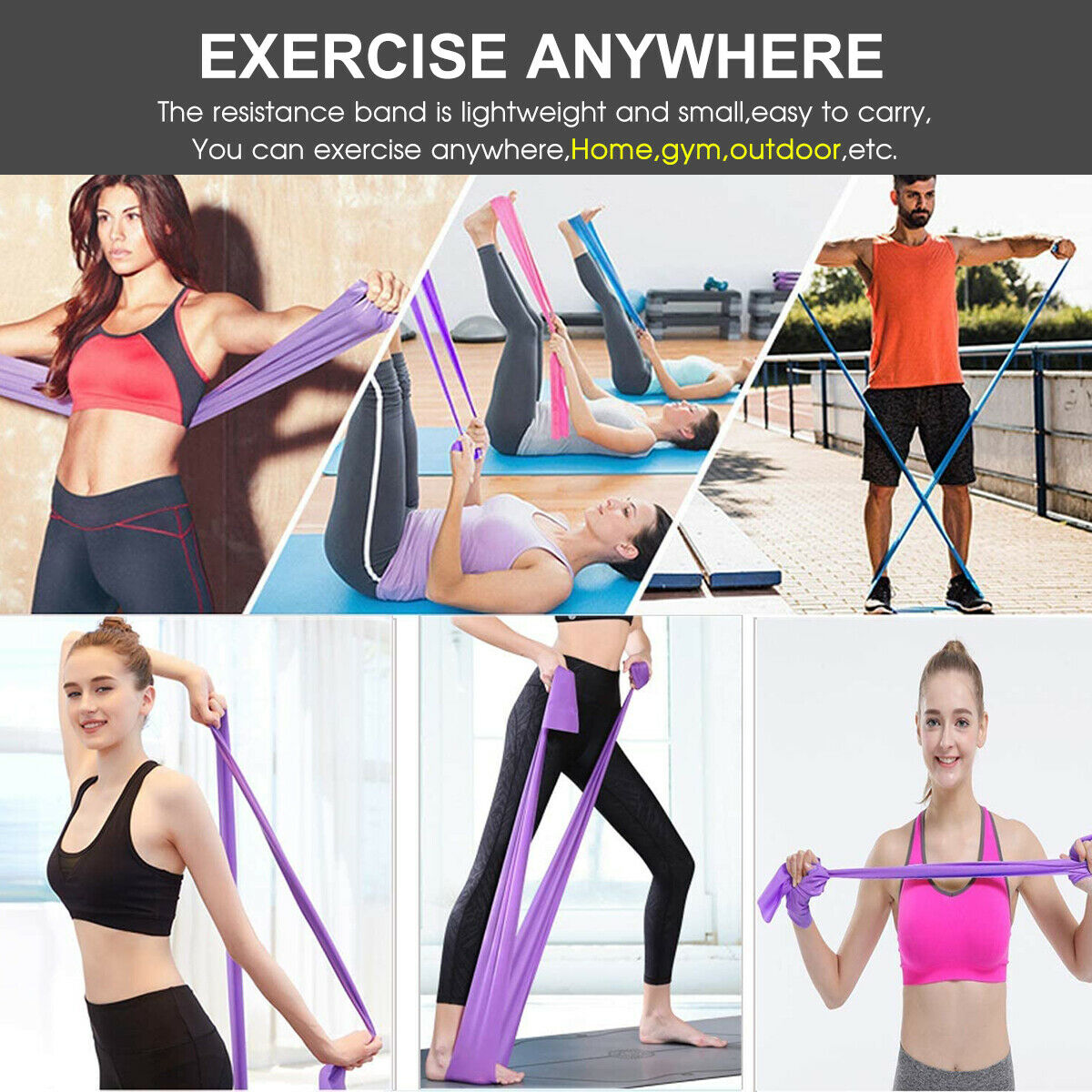 5M Elastic Yoga Pilates Rubber Stretch Resistance Exercise Bands
