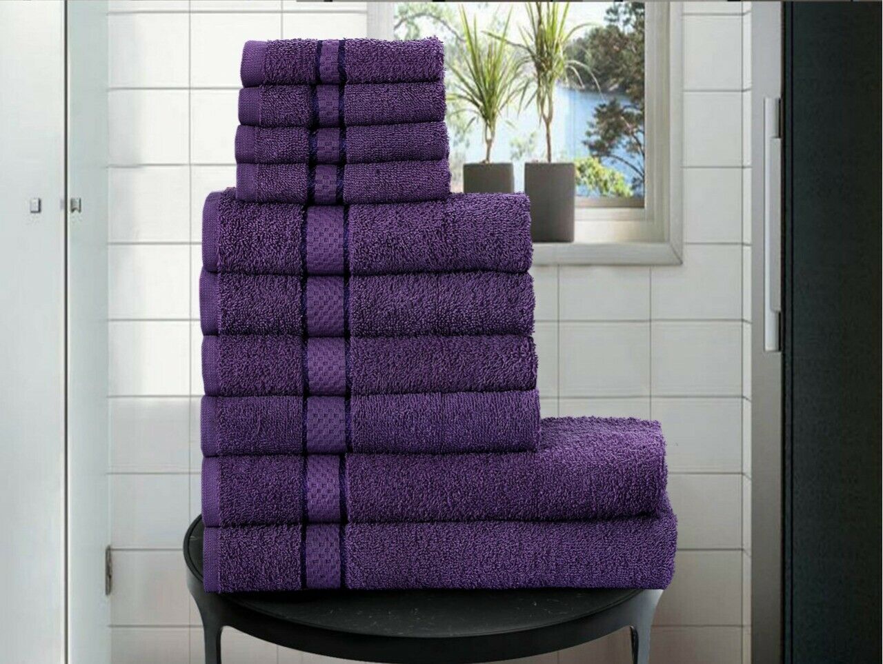 10 PCS TOWEL BALE SET 100% COMBED COTTON SOFT FACE HAND BATH BATHROOM TOWELS