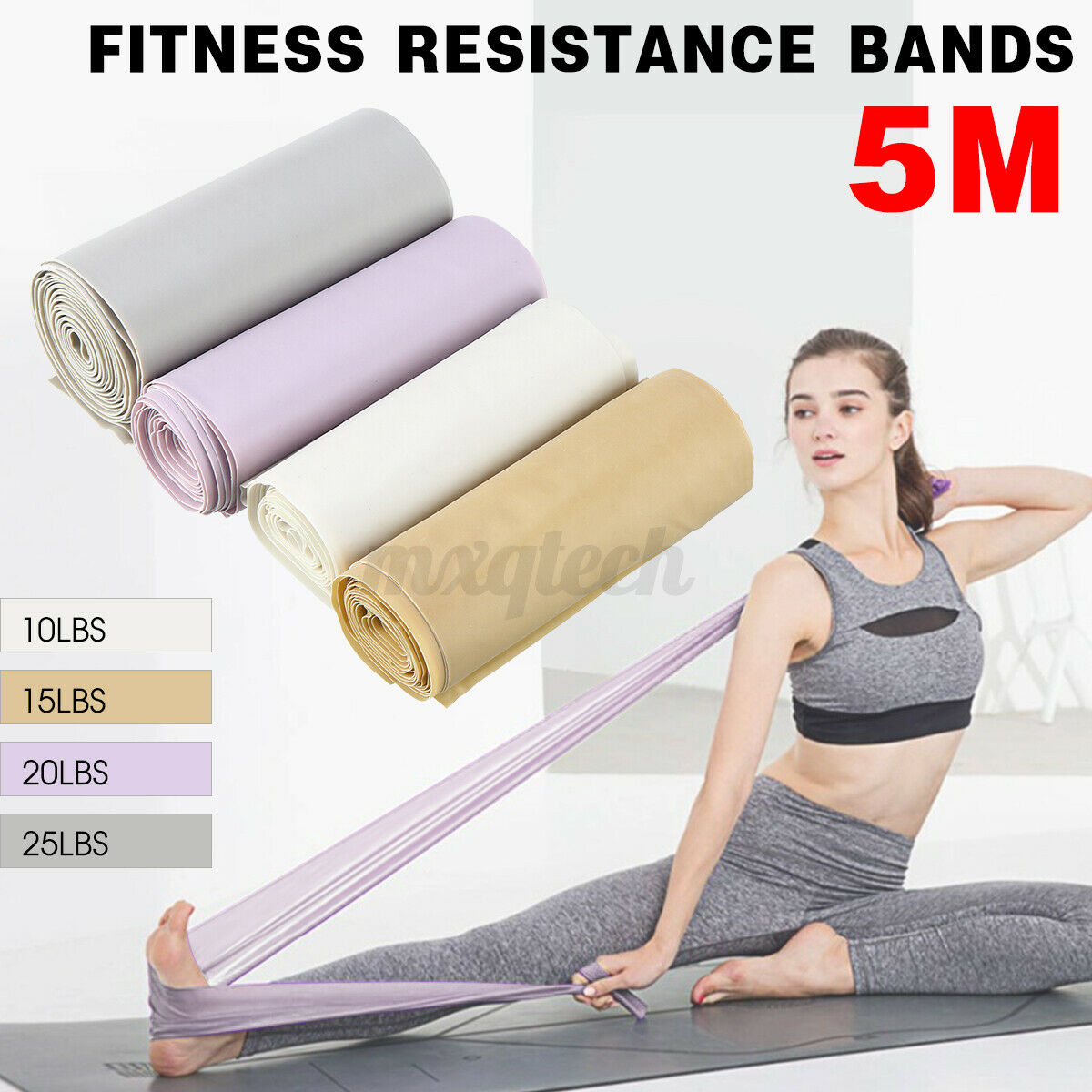 5M Elastic Yoga Pilates Rubber Stretch Resistance Exercise Bands Fitness –  Hashdirect